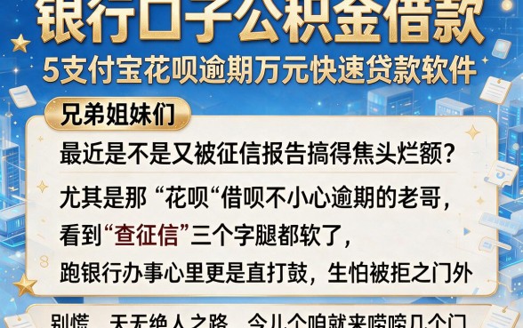 银行口子公积金借款，详尽说明5个支付宝花呗逾期万元快速贷款软件