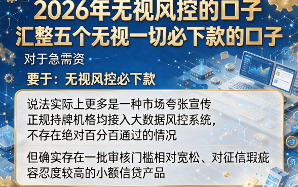 2026年无视风控的口子,汇整五个无视一切必下款的口子