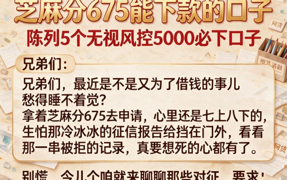 芝麻分675能下款的口子,陈列5个无视风控5000必下口子