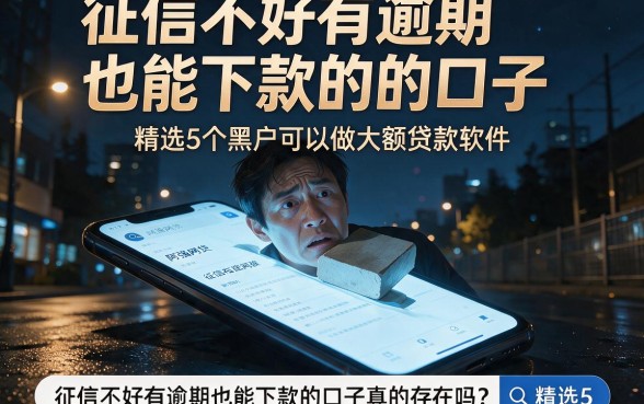 征信不好有逾期也能下款的口子,精选5个黑户可以做大额贷款软件