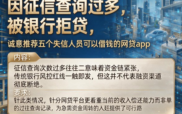 因征信查询过多被银行拒贷,诚意推荐五个失信人员可以借钱的网贷app