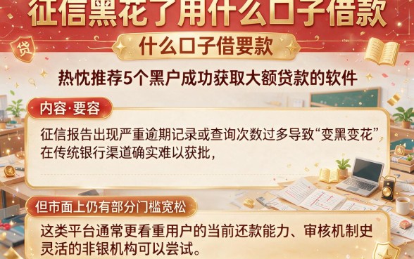 征信黑花了用什么口子借款,热忱推荐5个黑户成功获取大额贷款的软件