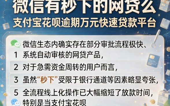 微信有秒下的网贷么,胪列5个支付宝花呗逾期万元快速贷款平台