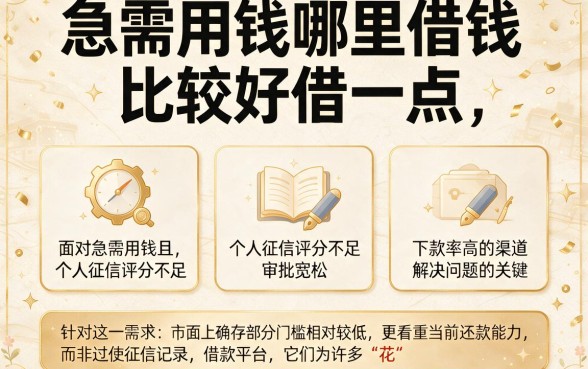急需用钱哪里借钱比较好借一点,规整5个综合评分不足有负债都能下款app