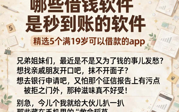 哪些借钱软件是秒到账的软件,精选5个满19岁可以借款的app
