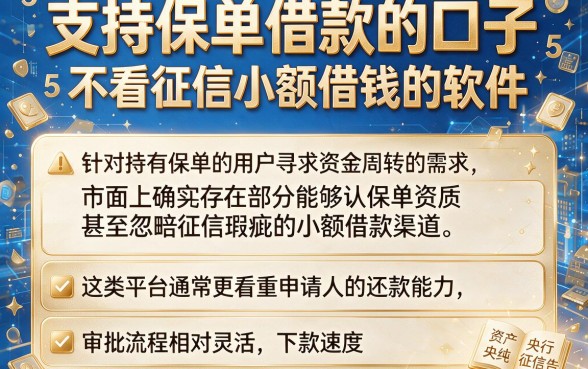 支持保单借款的口子,胪列5个不看征信小额借钱的软件