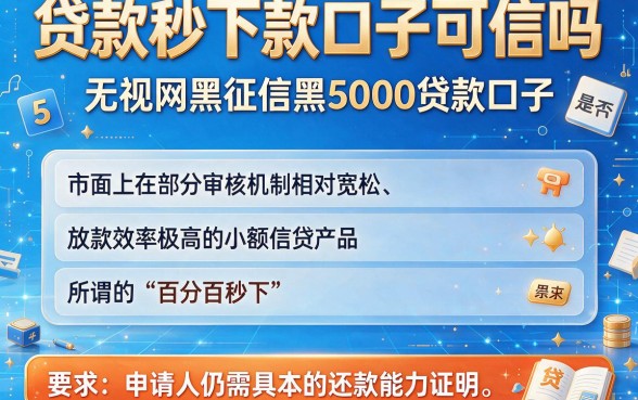 贷款秒下款口子可信吗,整理5个无视网黑征信黑5000贷款口子