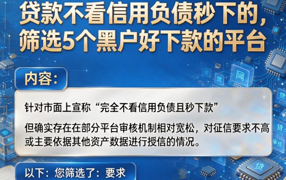 贷款不看信用负债秒下的,筛选5个黑户好下款的平台