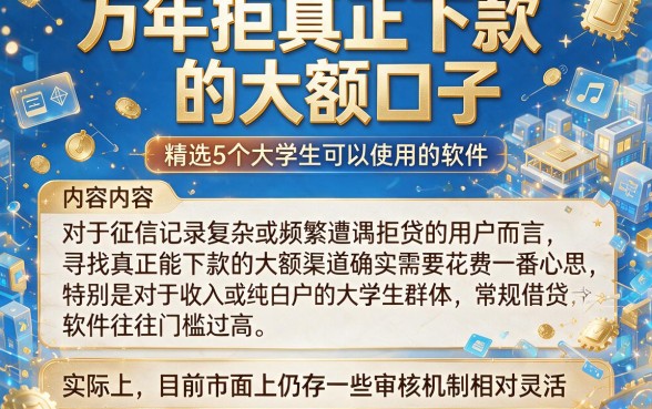 万年拒真正下款的大额口子,精选5个大学生可以使用的软件