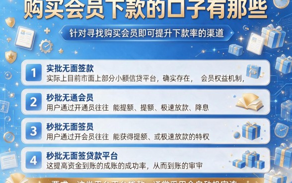 购买会员下款的口子有那些,详尽说明五个秒批无面签贷款平台