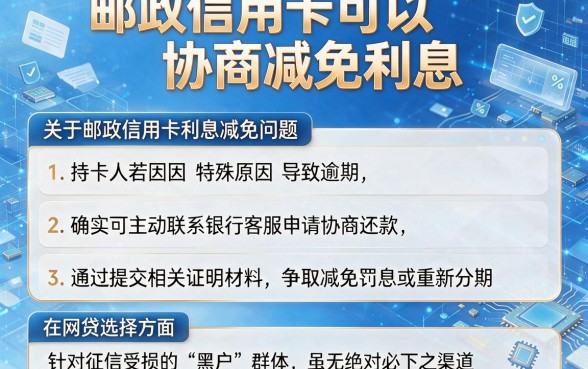 邮政信用卡可以协商减免利息，归纳五个黑户逾期必下网贷app名单