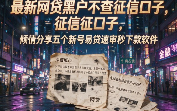 最新网贷黑户不查征信口子，倾情分享五个新号易贷速审秒下款软件