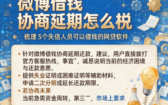 微博借钱协商延期怎么说,梳理5个失信人员可以借钱的网贷软件