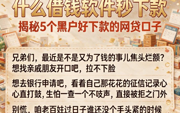 什么借钱软件秒下款,揭秘5个黑户好下款的网贷口子