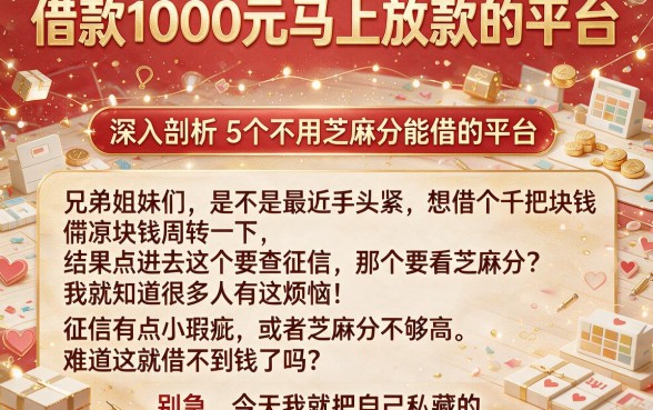 借款1000元马上放款的平台,深入剖析5个不用芝麻分能借的平台