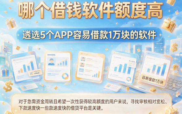 哪个借钱软件额度高，遴选5个APP容易借款1万块的软件