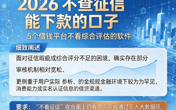 2026不查征信能下款的口子,细致阐述5个借钱平台不看综合评估的软件