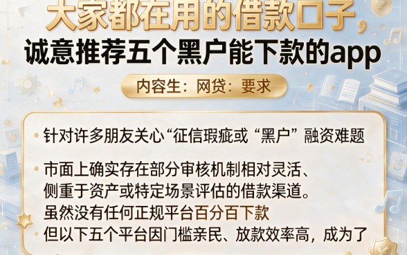 大家都在用的借款口子,诚意推荐五个黑户能下款的app