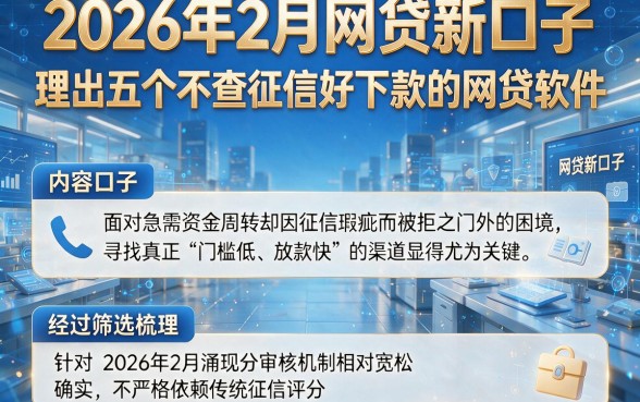 2026年2月网贷新口子，理出五个不查征信好下款的网贷软件
