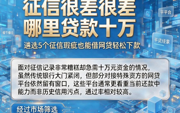 征信很差很差哪里贷款十万，遴选5个征信瑕疵也能借网贷轻松下款的平台