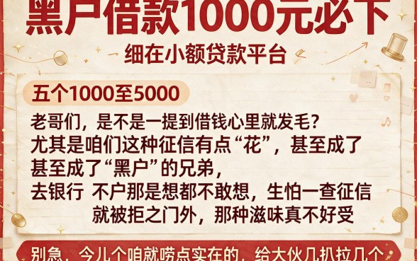 黑户借款1000元必下，细致阐述五个1000至5000的小额贷款平台