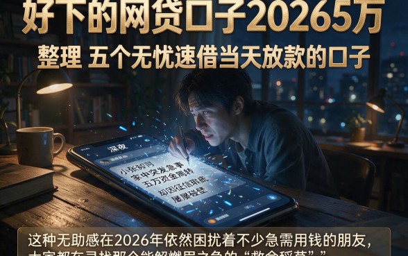 好下的网贷口子20265万，整理五个无忧速借当天放款的口子