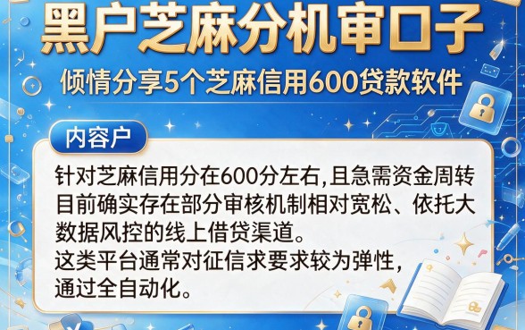 黑户芝麻分机审口子,倾情分享5个芝麻信用600贷款软件