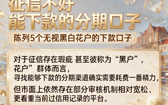 征信不好能下款的分期口子，陈列5个无视黑白花户的下款口子