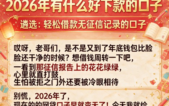 2026年有什么好下款的口子,遴选五个轻松借款无征信记录的口子
