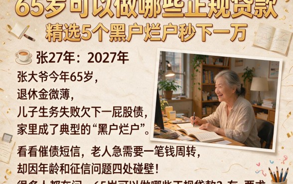 65岁可以做哪些正规贷款,精选5个黑户烂户秒下一万