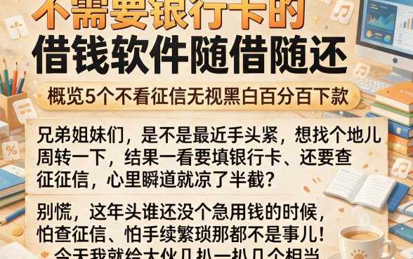 不需要银行卡的借钱软件随借随还,概览5个不看征信无视黑白百分百下款