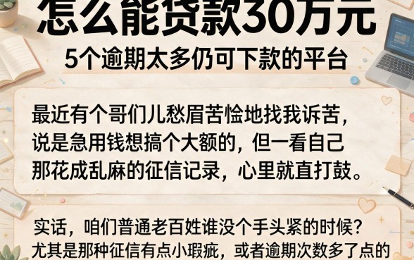 怎么能贷款30万元,详尽说明5个逾期太多仍可下款的平台