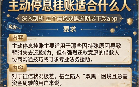主动停息挂账适合什么人,深入剖析五个高炮双黑逾期必下款app