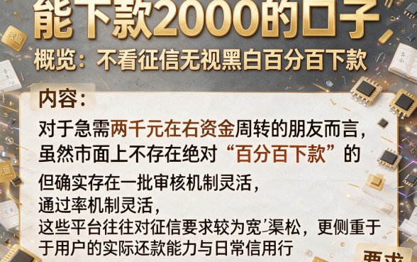 能下款2000的口子,概览五个不看征信无视黑白百分百下款