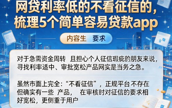 网贷利率低的不看征信的，梳理5个简单容易贷款app