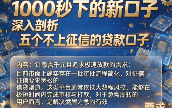 1000秒下的新口子,深入剖析五个不上征信的贷款口子