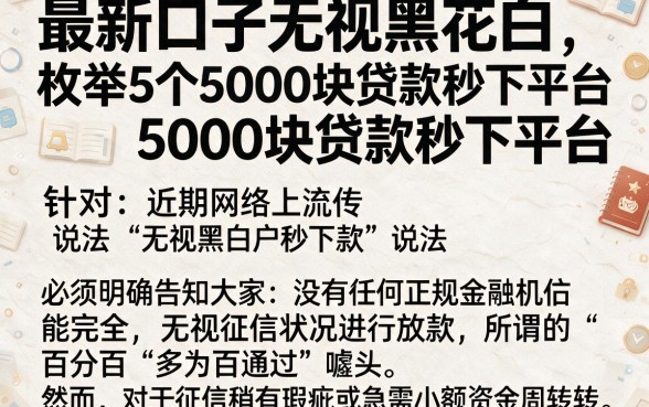 最新口子无视黑花白,枚举5个5000块贷款秒下平台