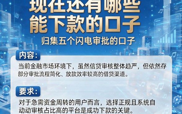 现在还有哪些能下款的口子，归集五个闪电审批的口子
