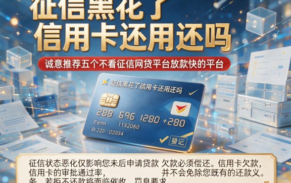 征信黑花了信用卡还用还吗,诚意推荐五个不看征信网贷平台放款快的平台