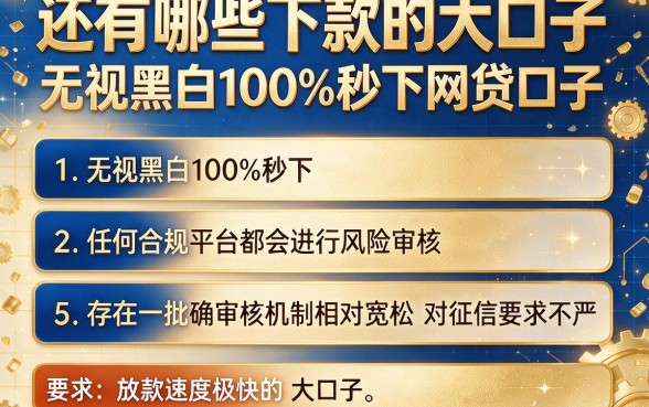 还有哪些下款的大口子,枚举5个无视黑白100%秒下网贷口子