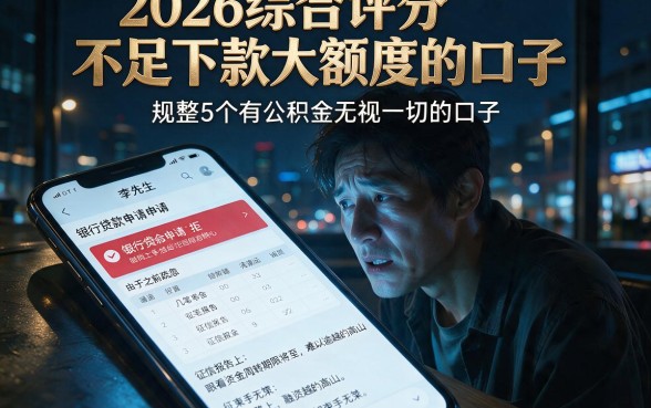 2026综合评分不足下款大额度的口子，规整5个有公积金无视一切的口子
