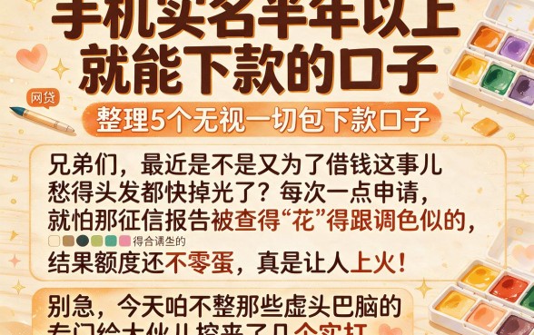 手机实名半年以上就能下款的口子,整理5个无视一切包下款口子