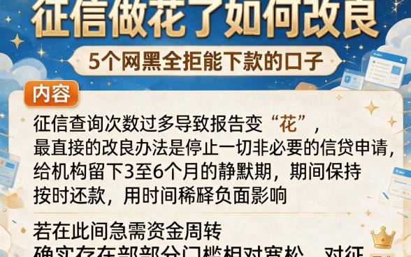 征信做花了如何改良,概括5个网黑全拒能下款的口子
