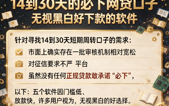 14到30天的必下网贷口子，陈列五个无视黑白好下款的软件
