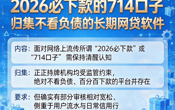2026必下款的714口子,归集五个不看负债的长期网贷软件