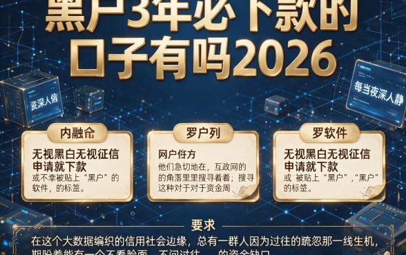 黑户3年必下款的口子有吗2026,罗列五个无视黑白无视征信申请就下款的软件