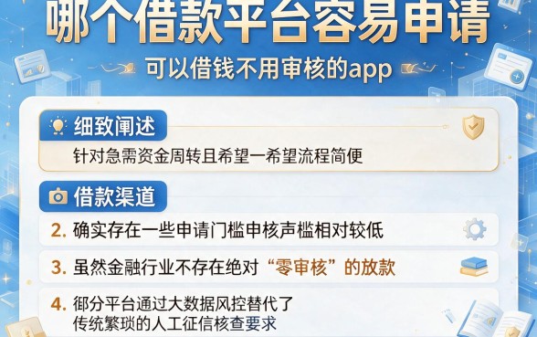 哪个借款平台容易申请，细致阐述五个可以借钱不用审核的app