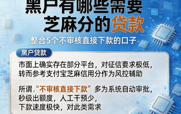 黑户有哪些需要芝麻分的贷款,整合5个不审核直接下款的口子