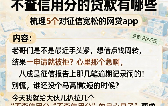 不查信用分的贷款有哪些,梳理5个对征信宽松的网贷app