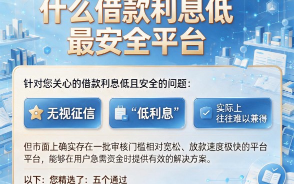 什么借款利息低最安全平台，整合五个无视征信秒下款的口子